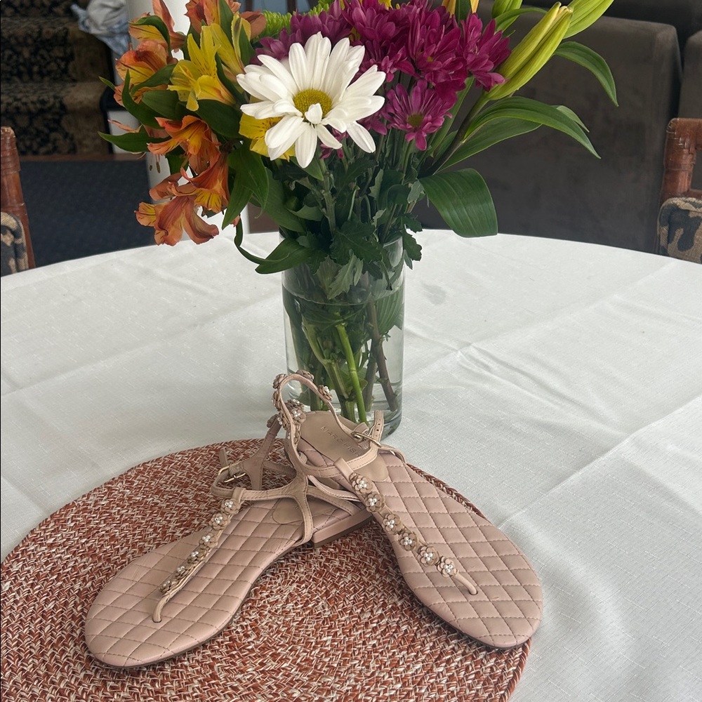 Marc Fisher Nude Sandals with Rhinestone Details